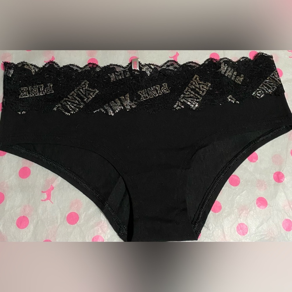 Victoria’s Secret PINK lace cotton panties PINK hipster lace pink bling silver